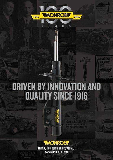 Monroe, la marca líder en el mundo de productos de suspensión para vehículos, celebra su centenario