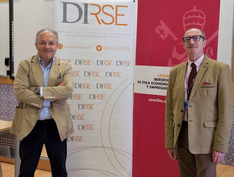 Alberto Andreu, presidente de DIRSE y José Luis Fernández, director de la Cátedra de Ética Económica y Empresarial de la Universidad Pontificia Comillas.
