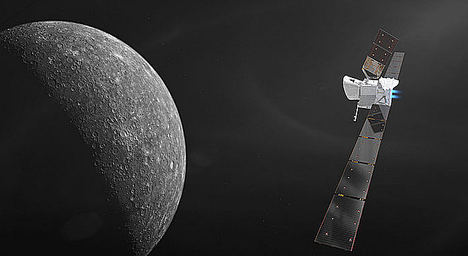 BepiColombo acercándose a Mercurio.