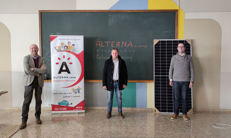 Vicent García, pte de AlternaCoop; Nicolau Claramunt alcalde de Albalat y Juan Sacri, pte de Sapiens Energia.