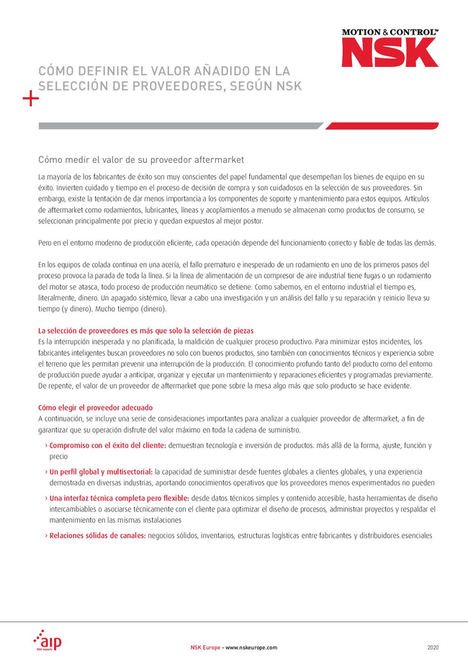 Nuevo documento técnico que describe el valor de los proveedores verificados de piezas de recambio para el Aftermarket