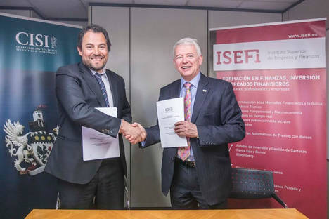 Robert Casajuana de ISEFi y Simon Culhane de CISI. Crédito: J. Cusidó/CISI