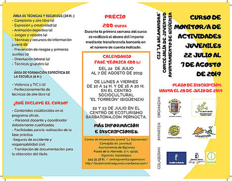 En julio y agosto, curso de monitor de actividades juveniles en la Villa de Sigüenza
