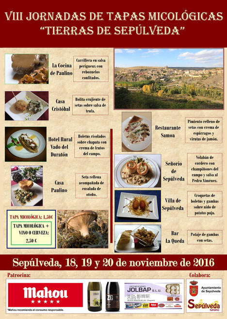 Sepúlveda acoge sus VIII Jornadas de Tapas Micológicas del 18 al 20 de noviembre