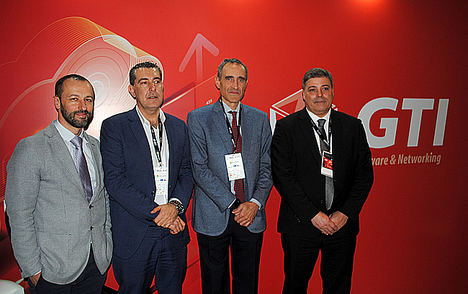 De izda. a dcha.: Daniel Laguna, CIO & CXO, Head of Customer Experience en GTI Software & Networking / Hugo Fernandez, CEO de GTI / Juan Pablo Rossi, Presidente de GTI / Paulo Rodrigues, Country Manager at GTI Software & Networking SA Portugal.