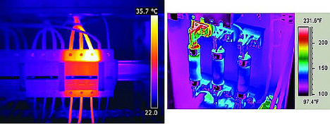 La termografía puede ofrecerle lecturas de temperatura precisas de un panel eléctrico a una distancia
segura.