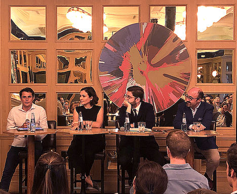 Juan Suárez de Aristocrazy, Adriana Domínguez de AD, Miguel Muñiz de IE y Salvador Aragón de IE.