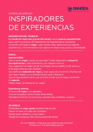 La agencia de viajes PANGEA The Travel Store busca 'Inspiradores de Experiencias'