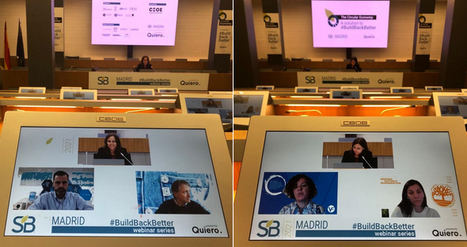 A la izda.: Alberto Gutiérrez de Aquaservice y Bert Van Vos de Mud Jeans. A la dcha.: Marianella Cervi de VF Corporation y Elisabetta Baronio de Timberland Europe.