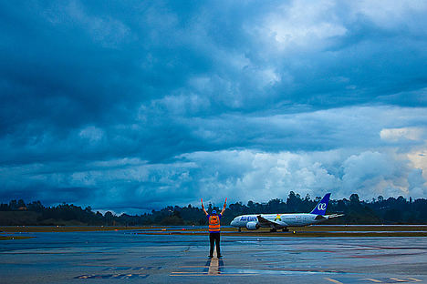 Llegada del Dreamliner a Medellín.