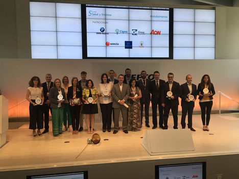 Los representantes de las empresas ganadoras en los 5º Premios Salud y Empresa RRHH Digital.