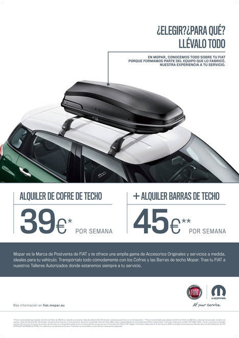 Mopar, Grupo Fiat, soluciona tus problemas de espacio para los viajes de invierno