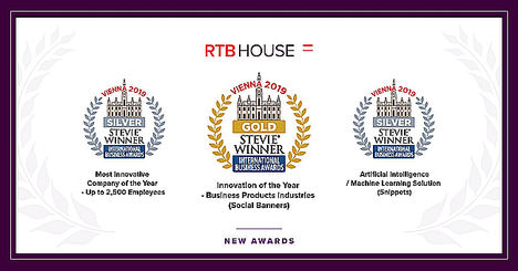 RTB House premiada con un oro y dos platas Stevie Awards de los International Business Awards 2019