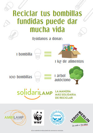 Ambilamp y Leroy Merlin inician la campaña ‘Solidarilamp’ para fomentar el reciclaje de bombillas y fluorescentes