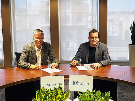 De izda. a dcha.: Frederic Simoes, CEO Ad Interim de Novartis España y Miquel Martí, CEO de Barcelona Tech City.