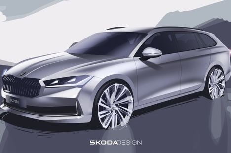 Bocetos exteriores de la cuarta generación del Skoda Superb