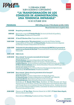 V Jornadas sobre Buen Gobierno Corporativo organizadas por Comunidad de Madrid y WomenCEO