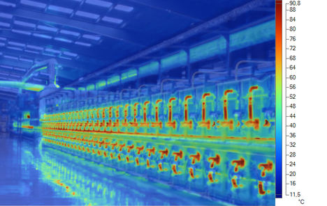 Vista general de un horno a través de una cámara termográfica.