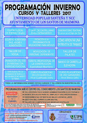 La Universidad Popular Santeña ofrecerá nuevos cursos y talleres durante todo el invierno