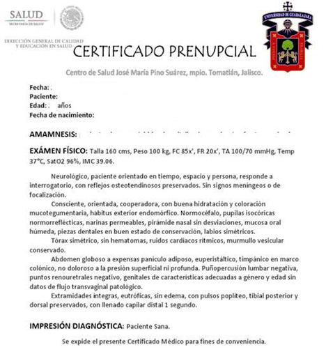 Los certificados prenupciales en México