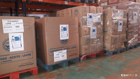 Los empleados de ENAIRE lanzan una campaña solidaria y consiguen más de 1.000 bolsas de alimentos para personas necesitadas